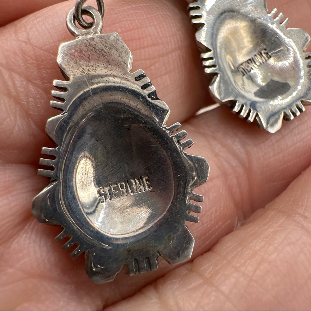Native American Sterling Dangle Drop Earrings - image 4